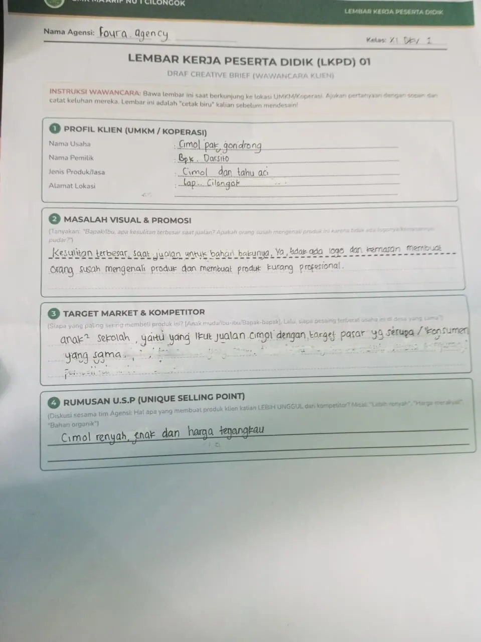 Brief UMKM Cimol